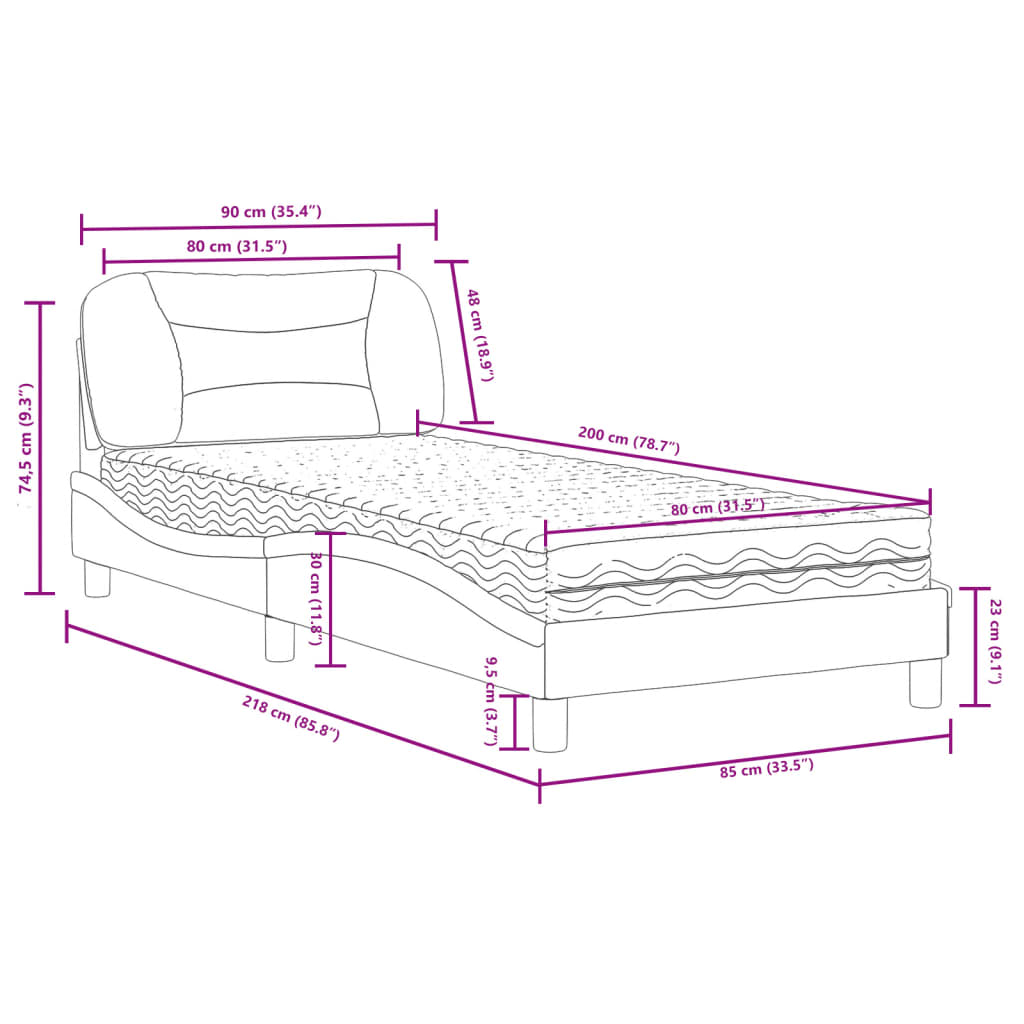 Lit avec matelas Hvar marron 80x200 cm similicuir - XIOS