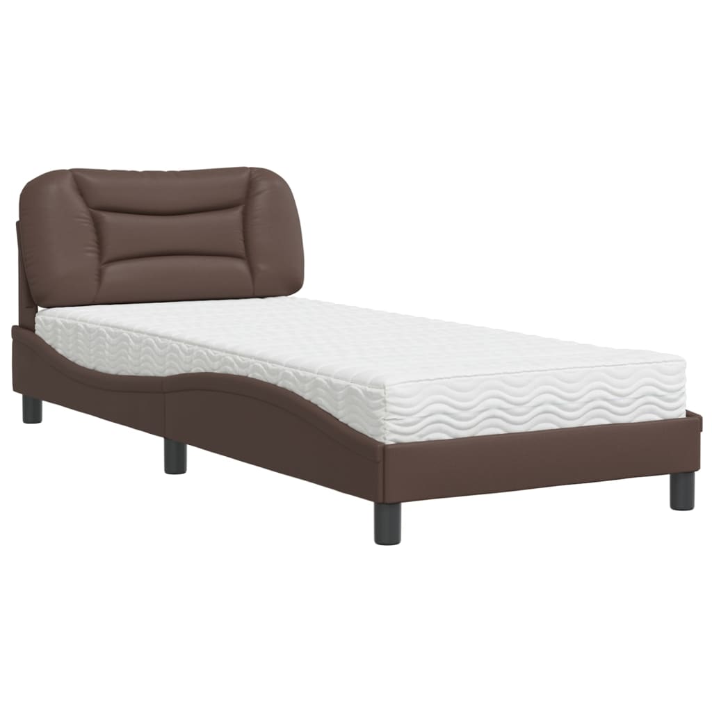 Lit avec matelas Hvar marron 90x190 cm similicuir - XIOS