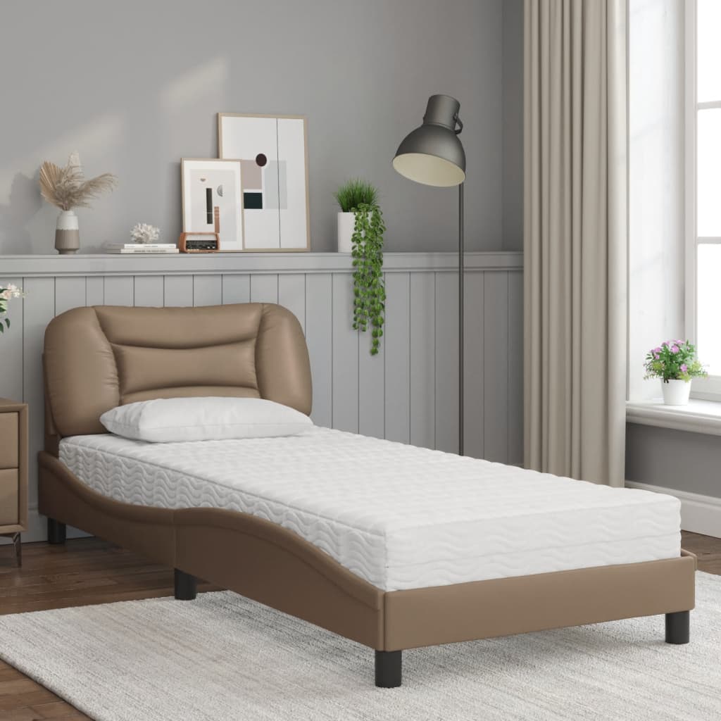 Lit avec matelas Hvar cappuccino 90x190 cm similicuir - XIOS