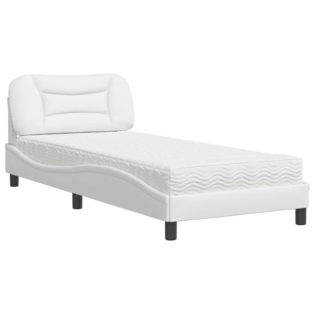 Lit avec matelas Hvar blanc 90x200 cm similicuir - XIOS