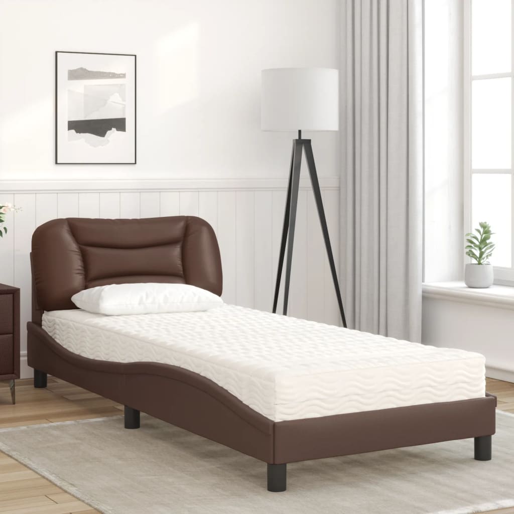 Lit avec matelas Hvar marron 90x200 cm similicuir - XIOS