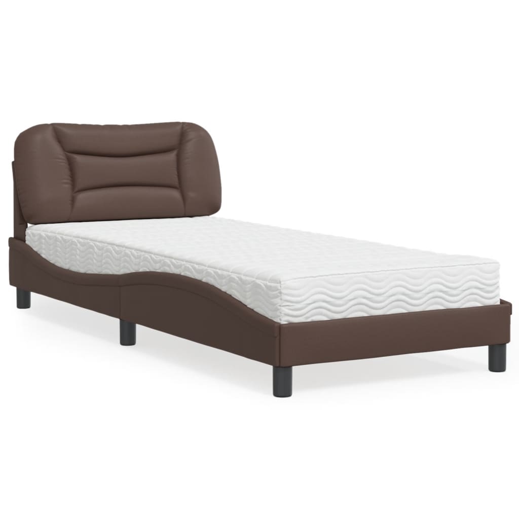 Lit avec matelas Hvar marron 90x200 cm similicuir - XIOS