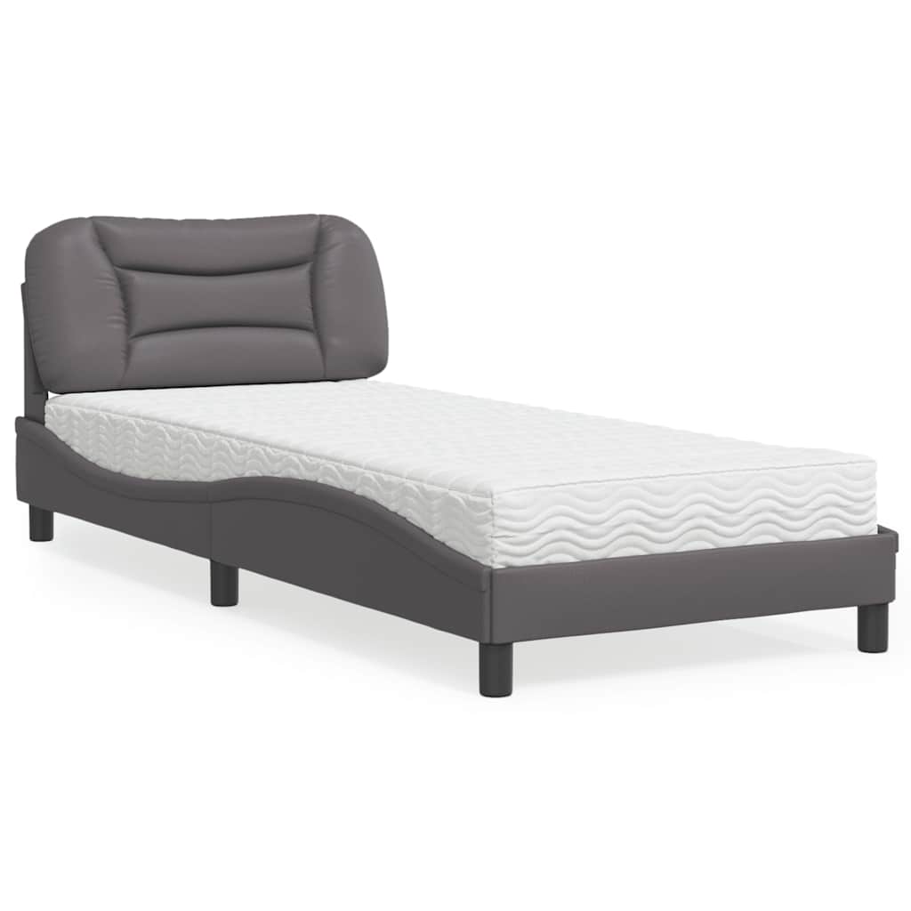 Lit avec matelas Hvar gris 90x200 cm similicuir - XIOS