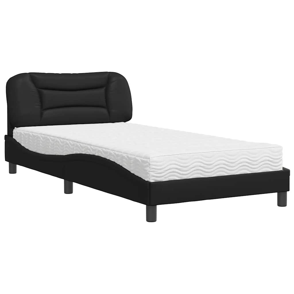 Lit avec matelas Hvar noir 100x200 cm similicuir - XIOS