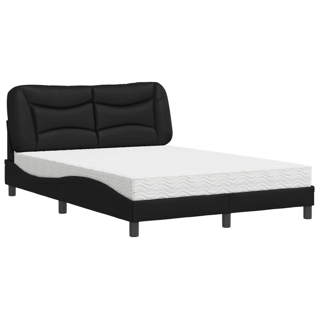 Lit avec matelas Hvar noir 120x200 cm similicuir - XIOS