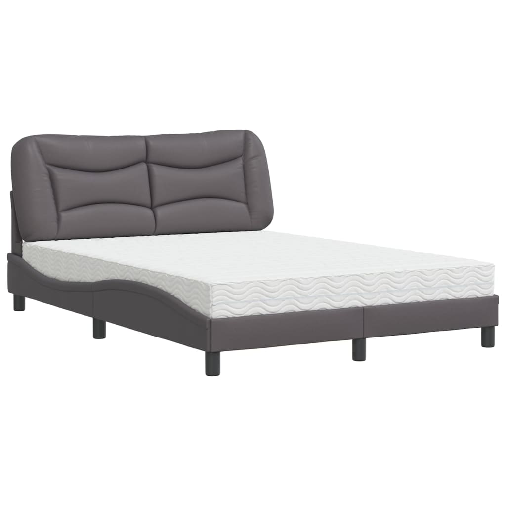 Lit avec matelas Hvar gris 120x200 cm similicuir - XIOS