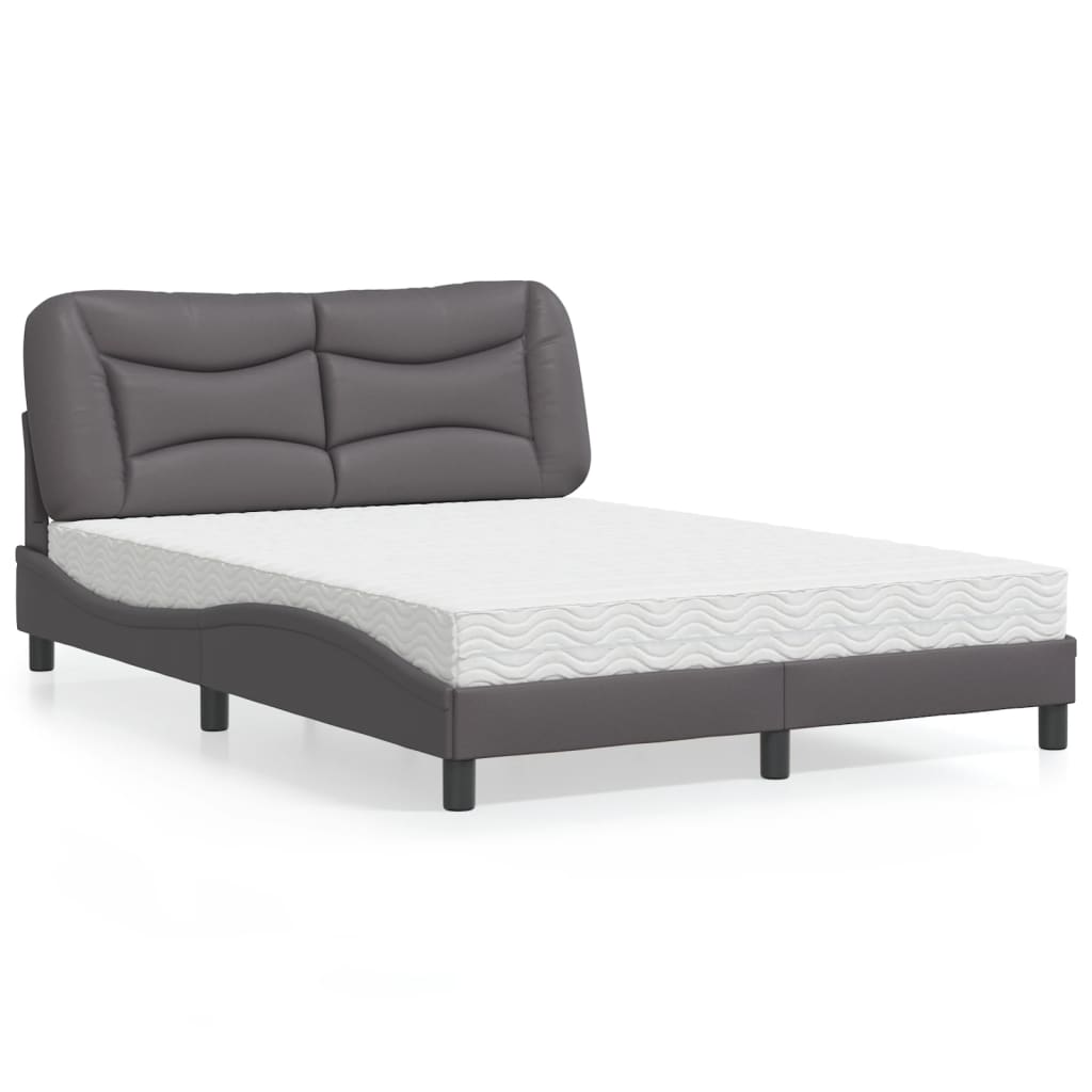 Lit avec matelas Hvar gris 120x200 cm similicuir - XIOS