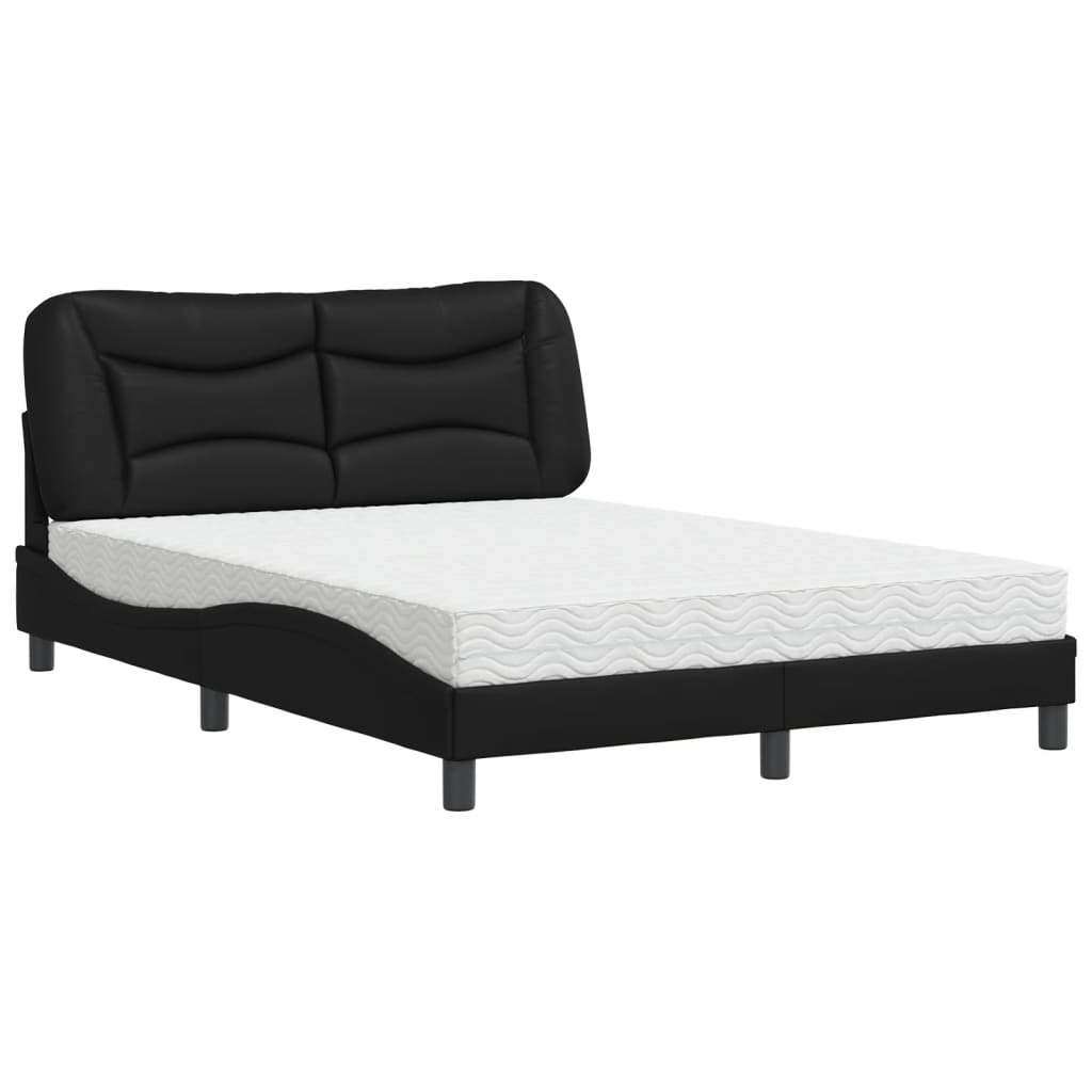 Lit avec matelas Hvar noir 140x190 cm similicuir - XIOS