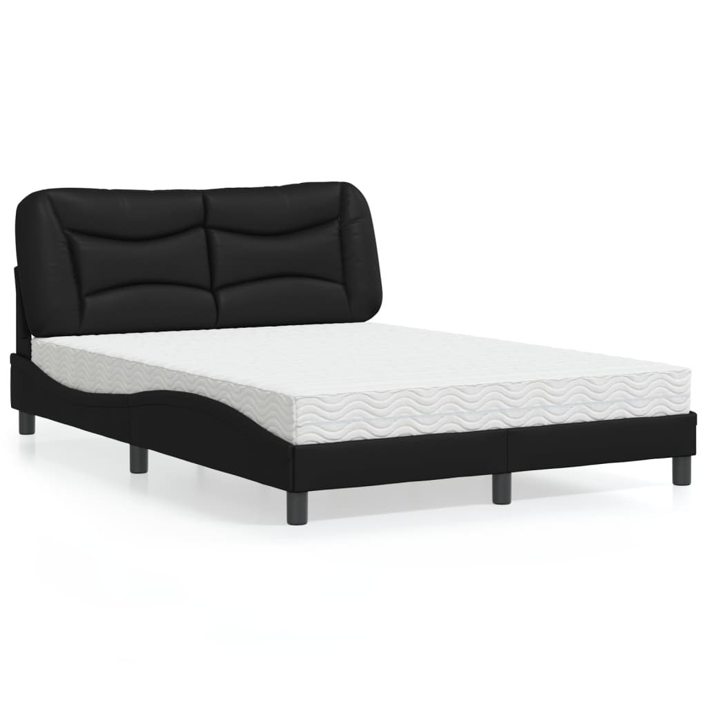 Lit avec matelas Hvar noir 140x190 cm similicuir - XIOS