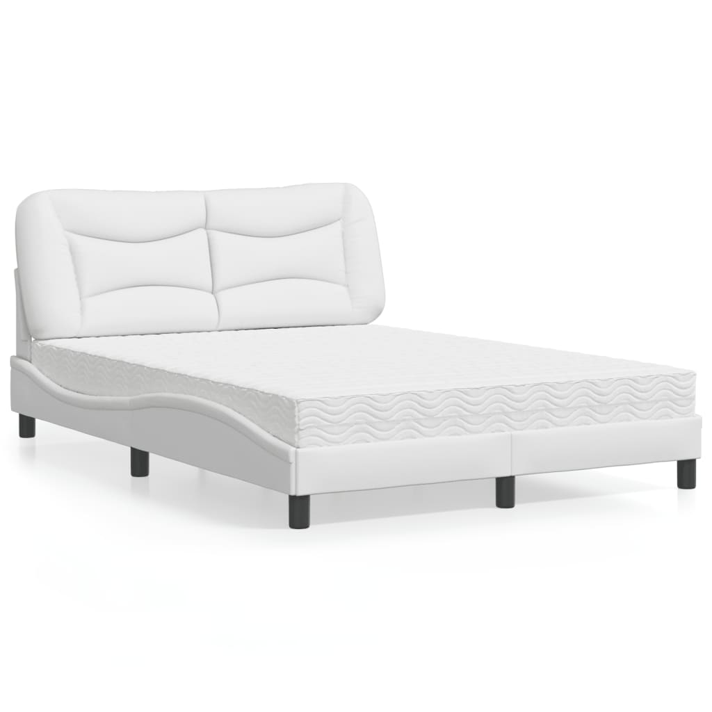 Lit avec matelas Hvar blanc 140x190 cm similicuir - XIOS