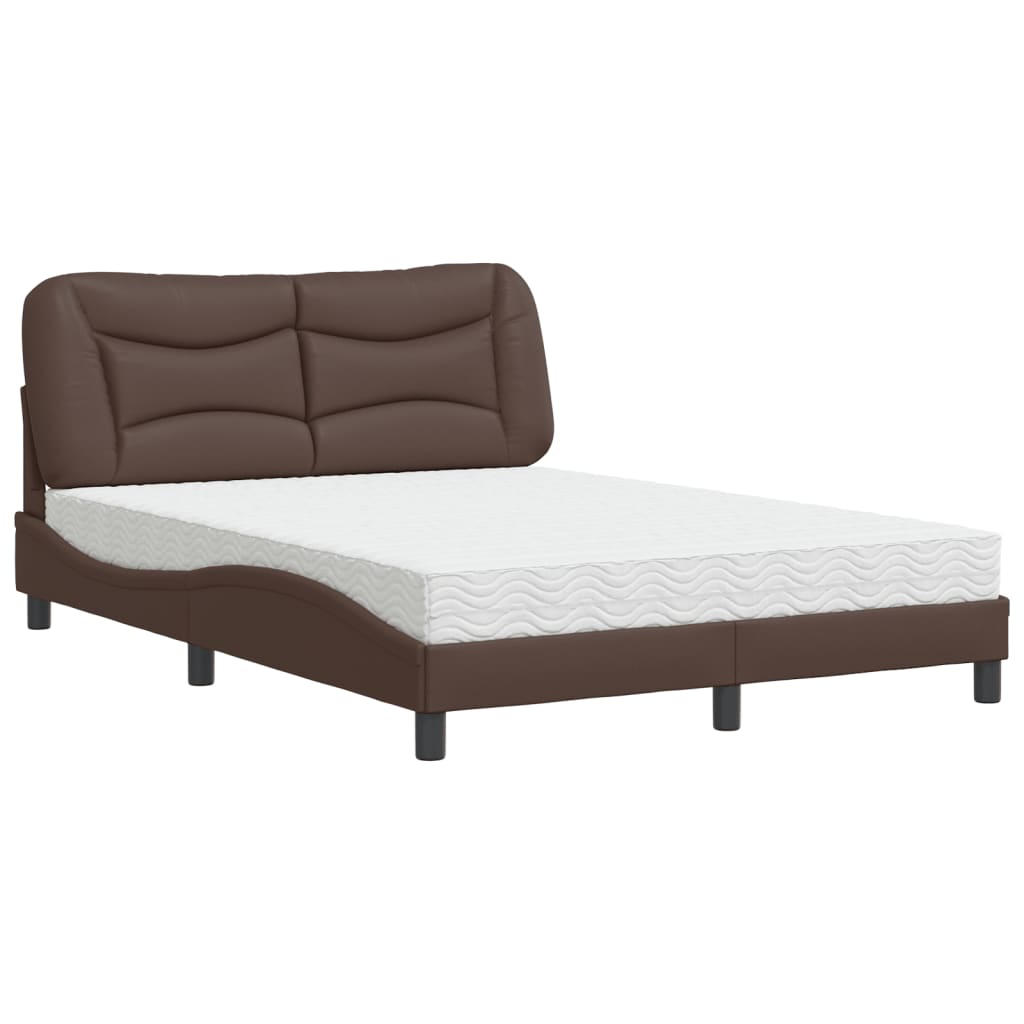 Lit avec matelas Hvar marron 140x190 cm similicuir - XIOS