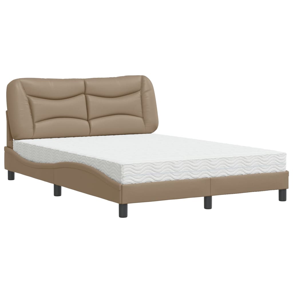 Lit avec matelas Hvar cappuccino 140x190 cm similicuir - XIOS