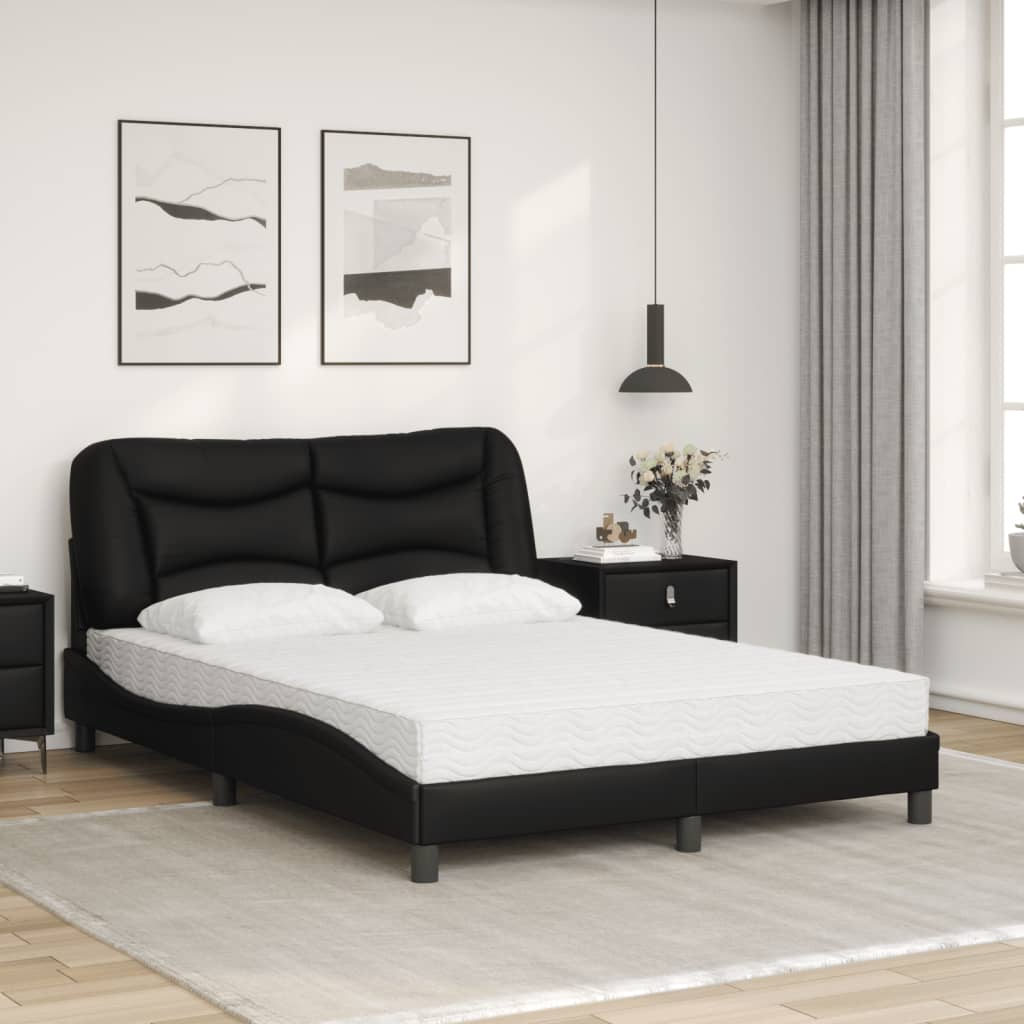 Lit avec matelas Hvar noir 140x200 cm similicuir - XIOS