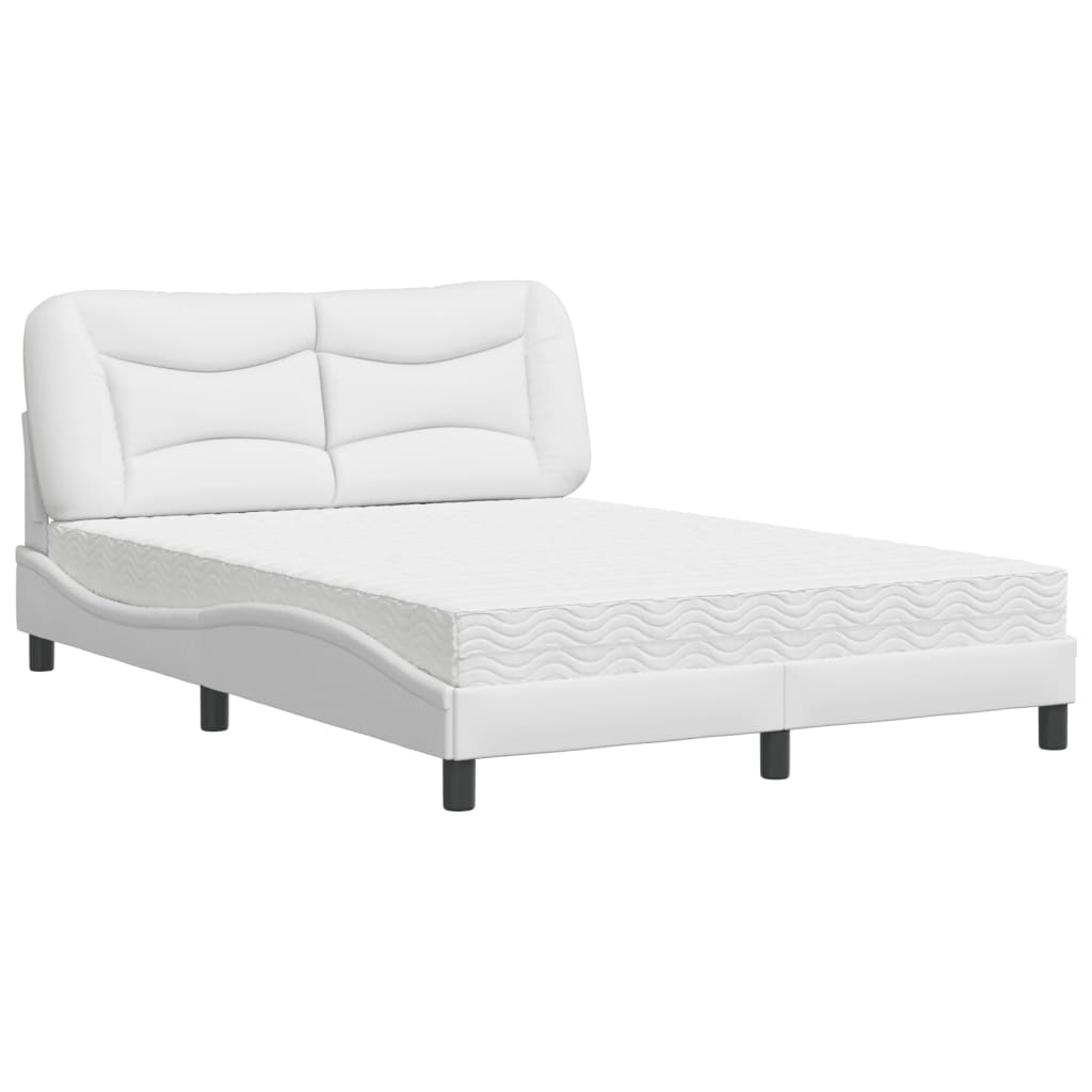 Lit avec matelas Hvar blanc 140x200 cm similicuir
