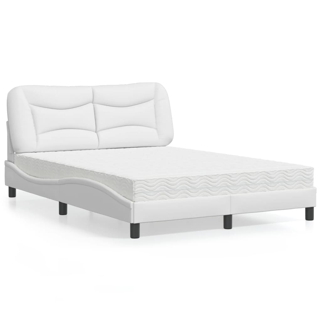 Lit avec matelas Hvar blanc 140x200 cm similicuir
