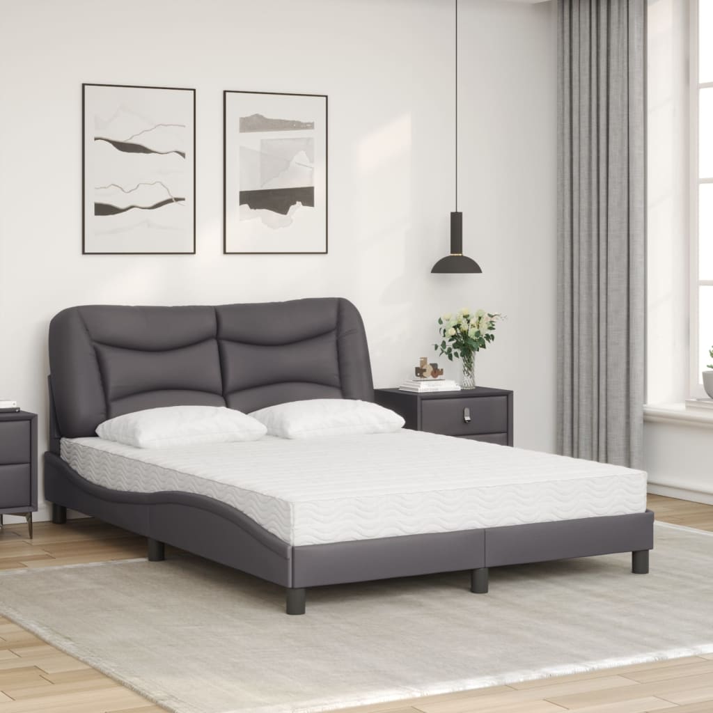 Lit avec matelas Hvar gris 140x200 cm similicuir - XIOS