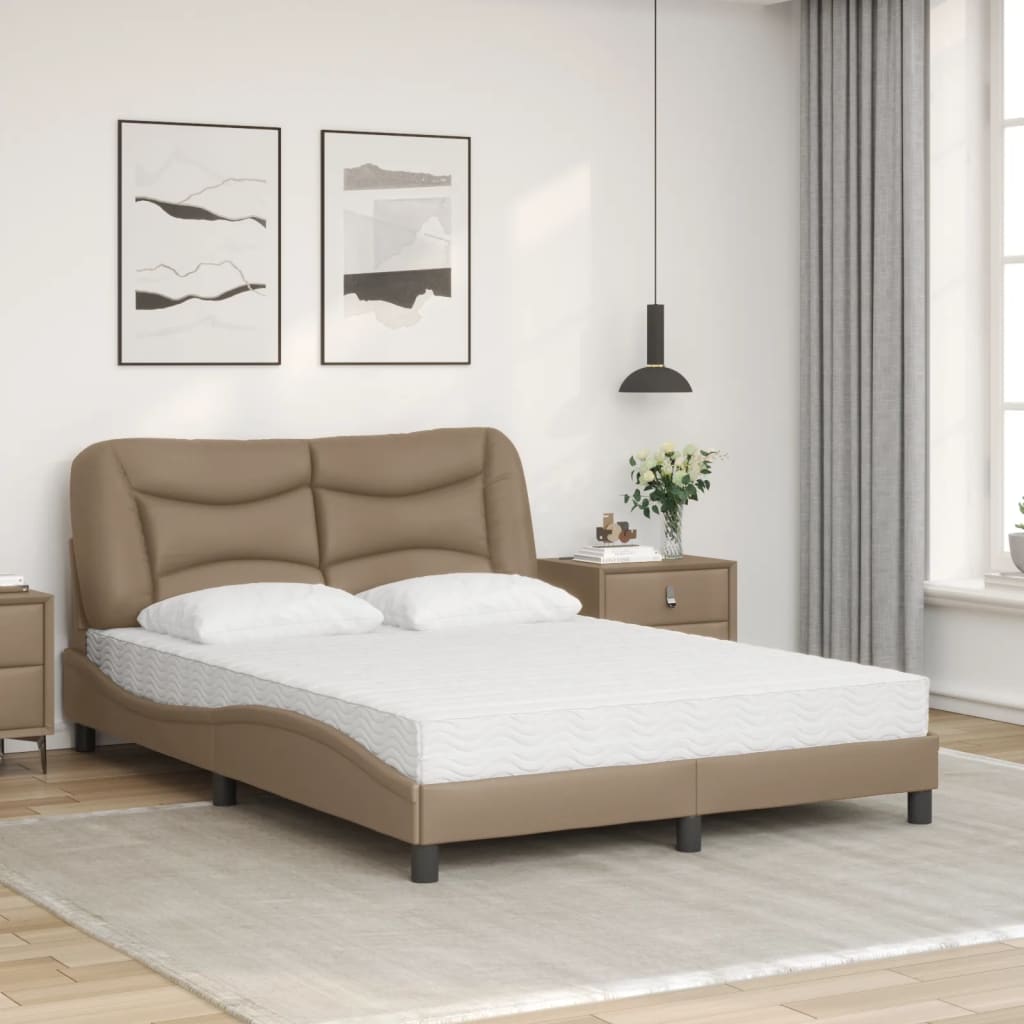 Lit avec matelas Hvar cappuccino 140x200 cm similicuir - XIOS