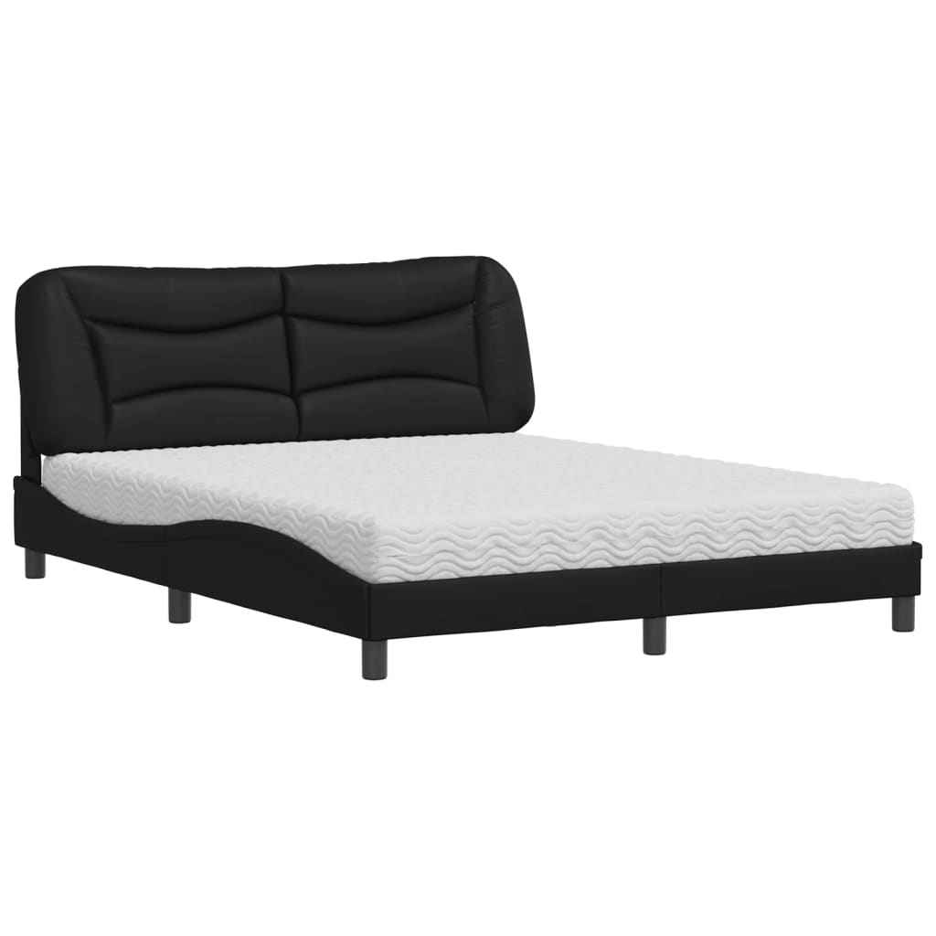 Lit avec matelas Hvar noir 160x200 cm similicuir - XIOS