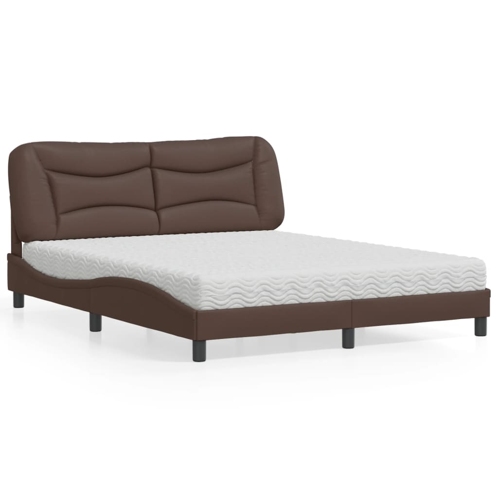 Lit avec matelas Hvar marron 160x200 cm similicuir - XIOS