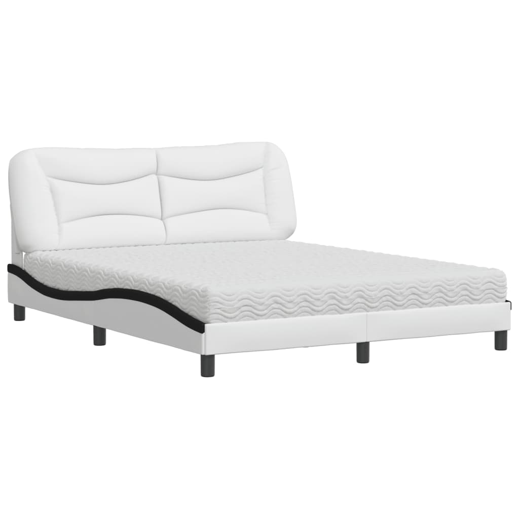 Lit avec matelas Hvar blanc et noir 160x200 cm similicuir - XIOS