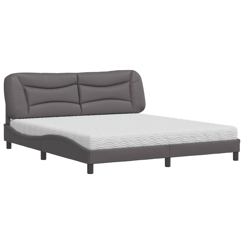 Lit avec matelas Hvar gris 180x200 cm similicuir - XIOS