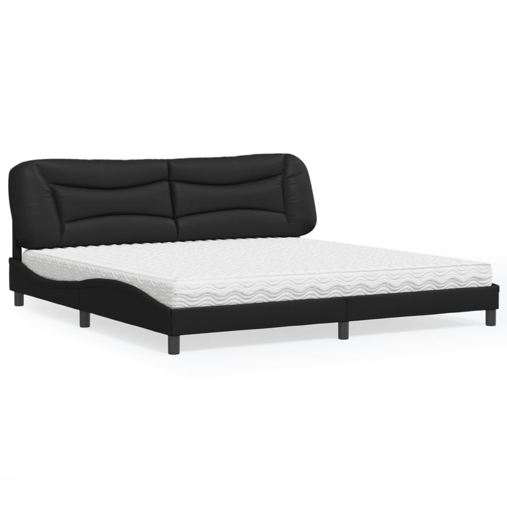 Lit avec matelas Hvar noir 200x200 cm similicuir - XIOS