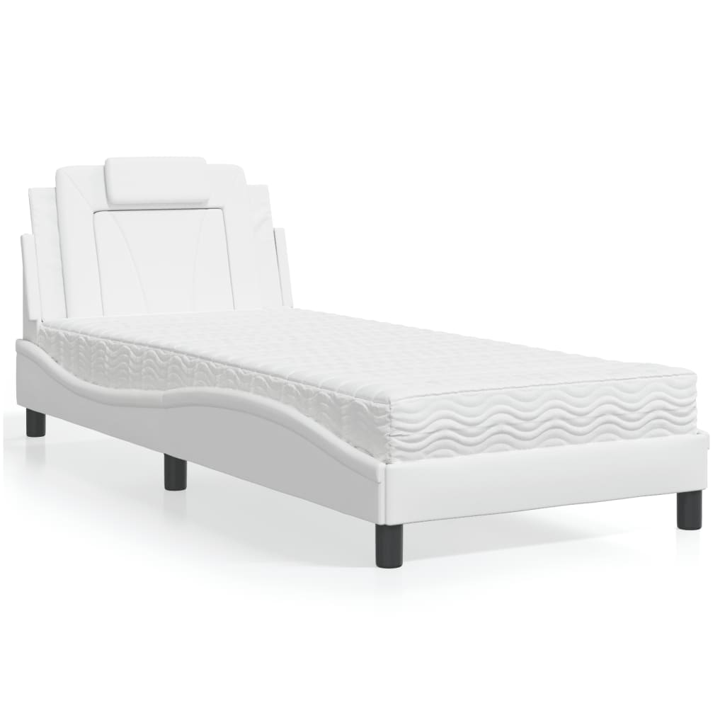 Lit Viana avec matelas blanc 90x190 cm similicuir - XIOS