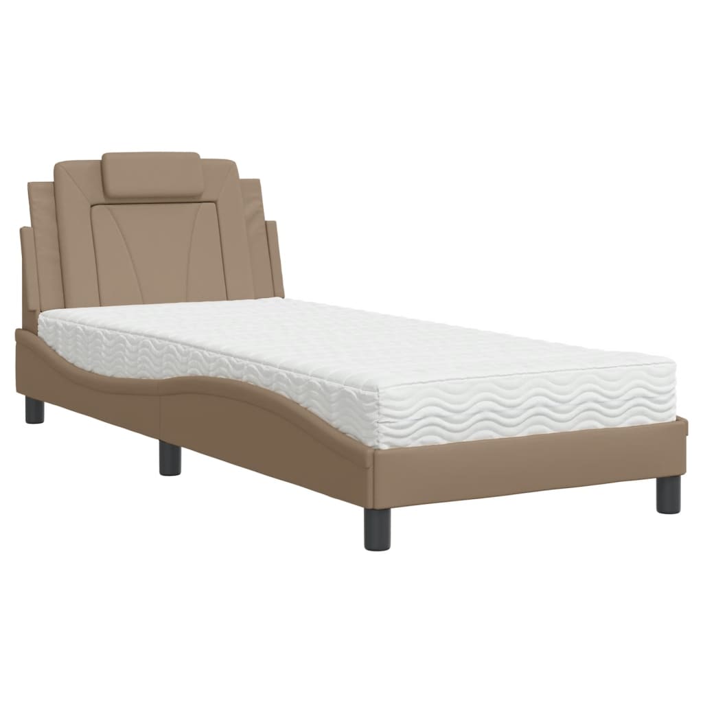 Lit Viana avec matelas cappuccino 90x190 cm similicuir - XIOS