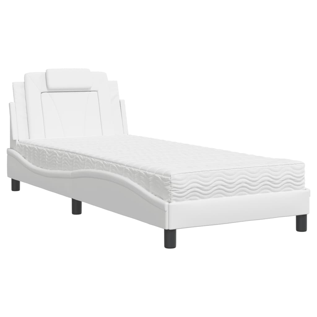 Lit Viana avec matelas blanc 90x200 cm similicuir - XIOS