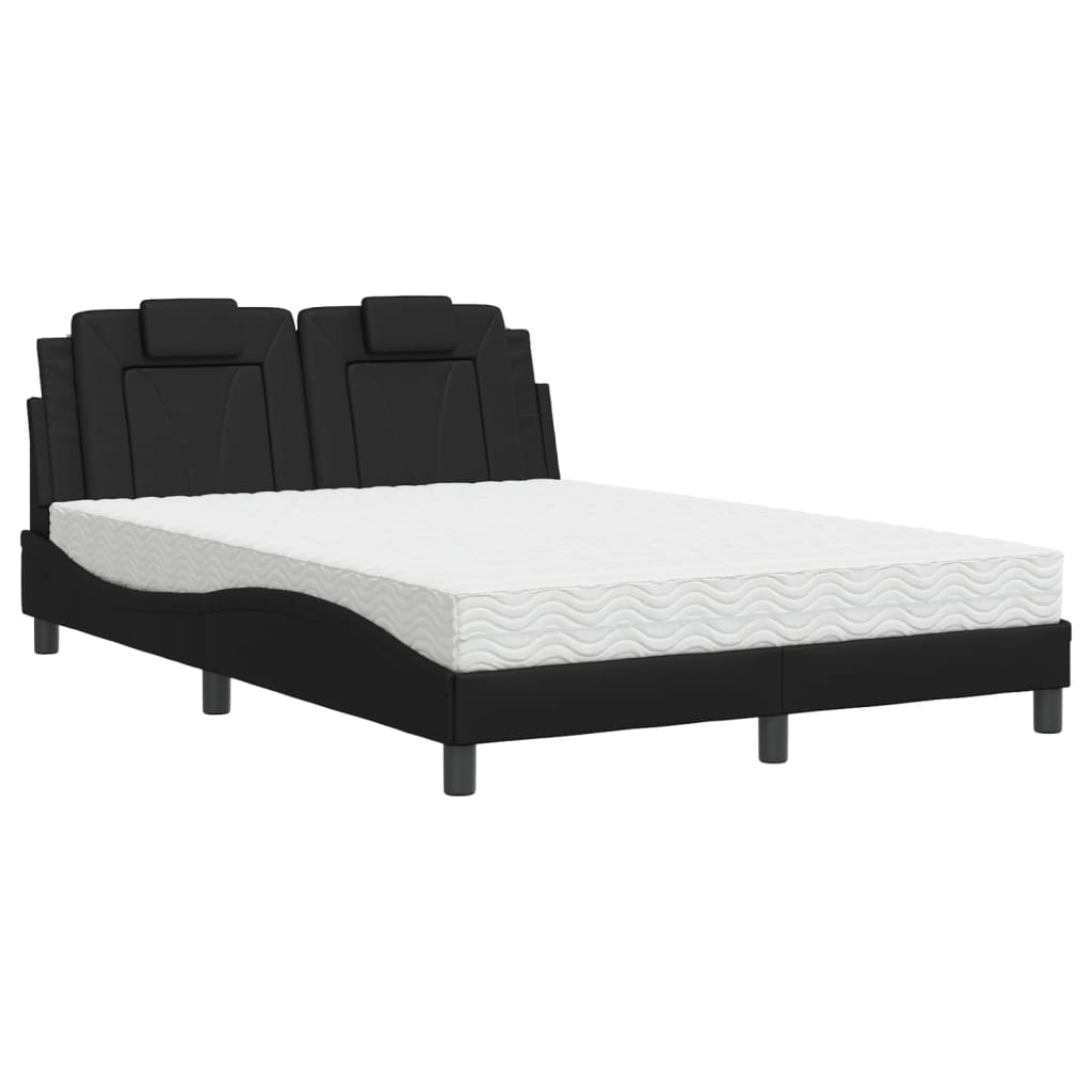 Lit Viana avec matelas noir 120x200 cm similicuir - XIOS