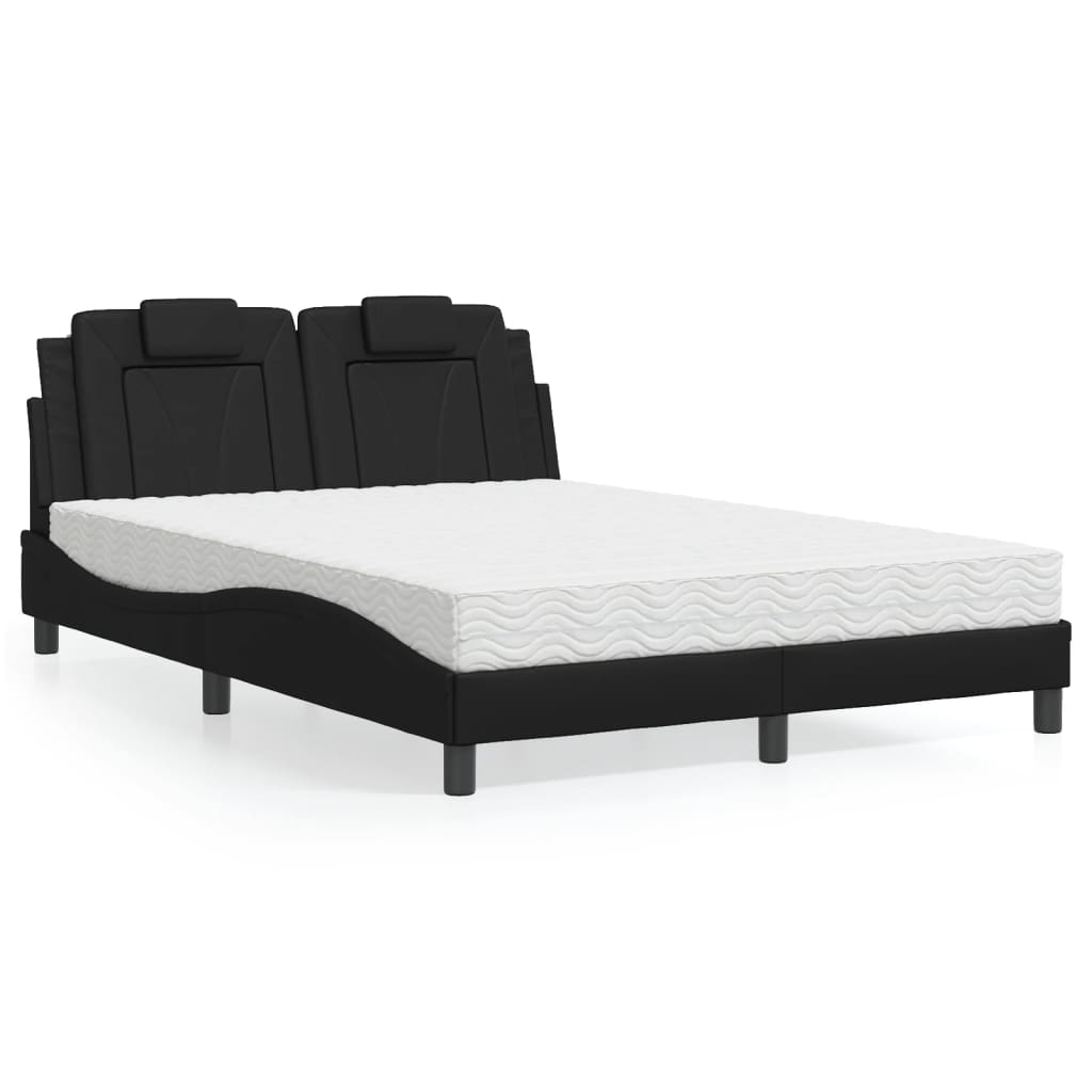 Lit Viana avec matelas noir 120x200 cm similicuir - XIOS