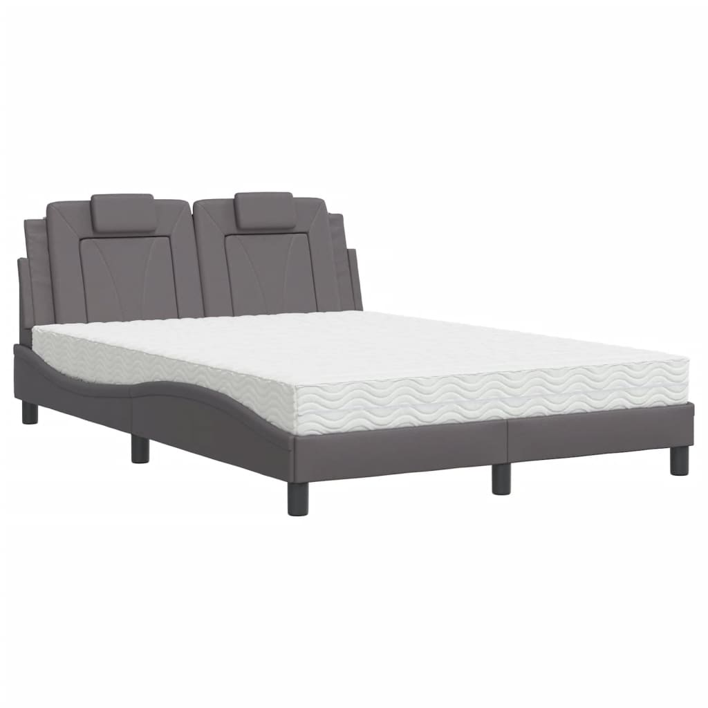 Lit Viana avec matelas gris 120x200 cm similicuir - XIOS