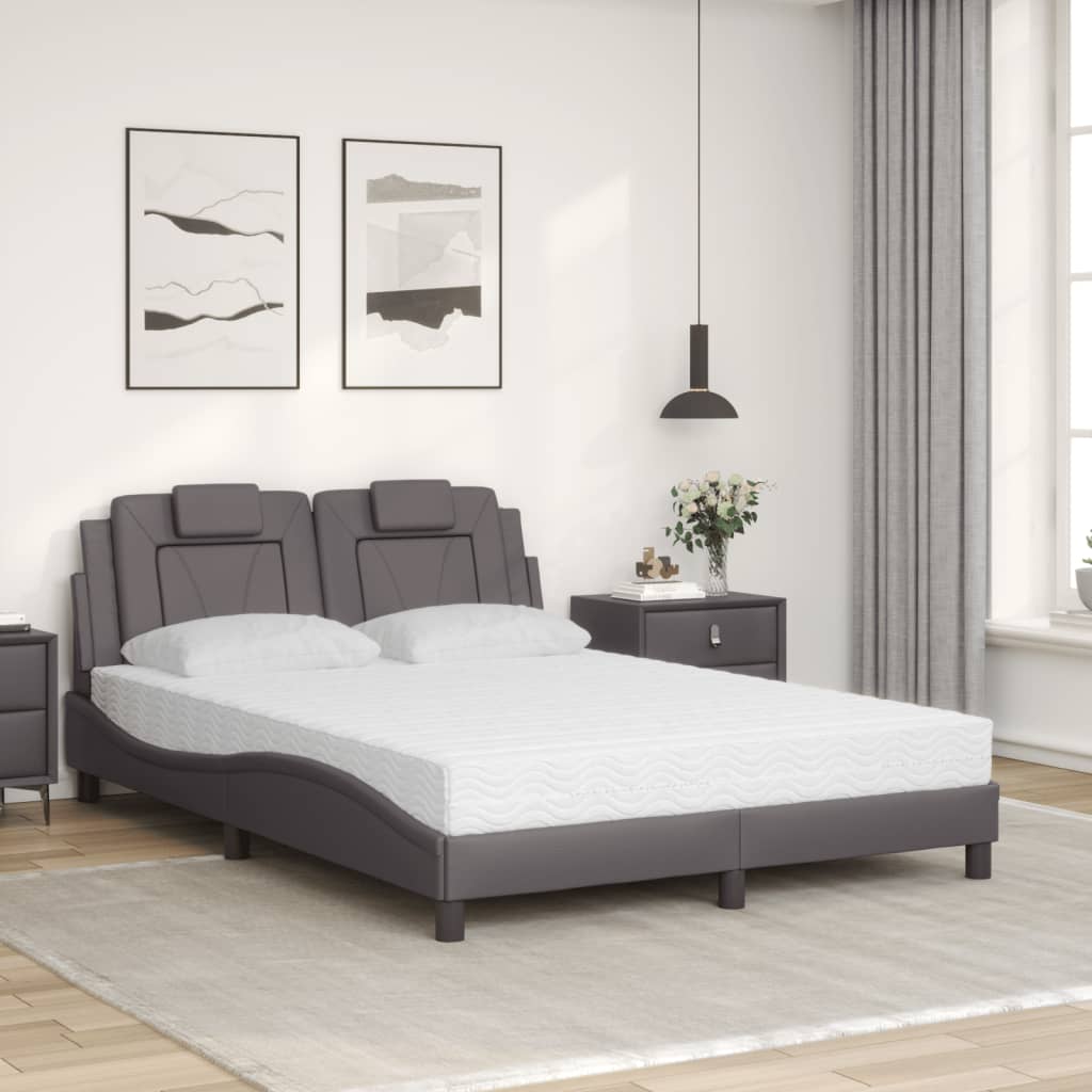 Lit Viana avec matelas gris 120x200 cm similicuir - XIOS