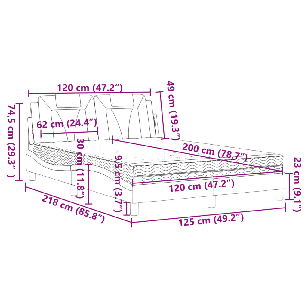 Lit Viana avec matelas cappuccino 120x200 cm similicuir - XIOS