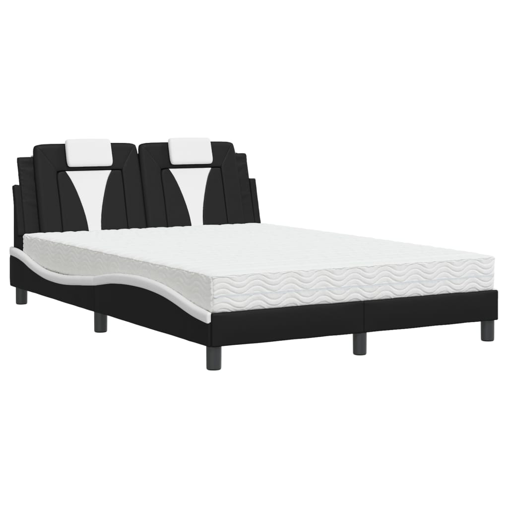 Lit Viana avec matelas noir et blanc 120x200 cm similicuir - XIOS