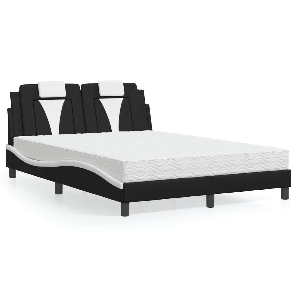Lit Viana avec matelas noir et blanc 120x200 cm similicuir - XIOS