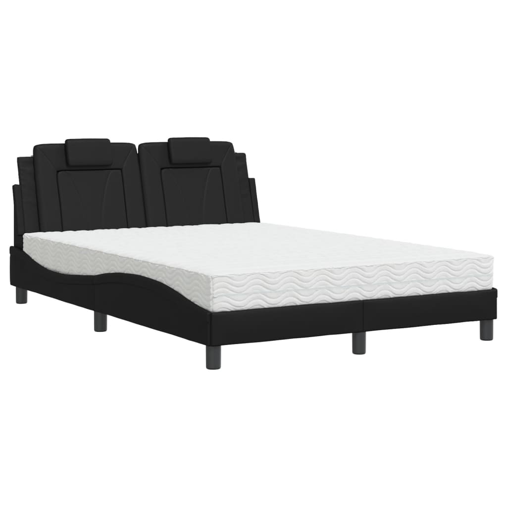 Lit Viana avec matelas noir 140x190 cm similicuir - XIOS