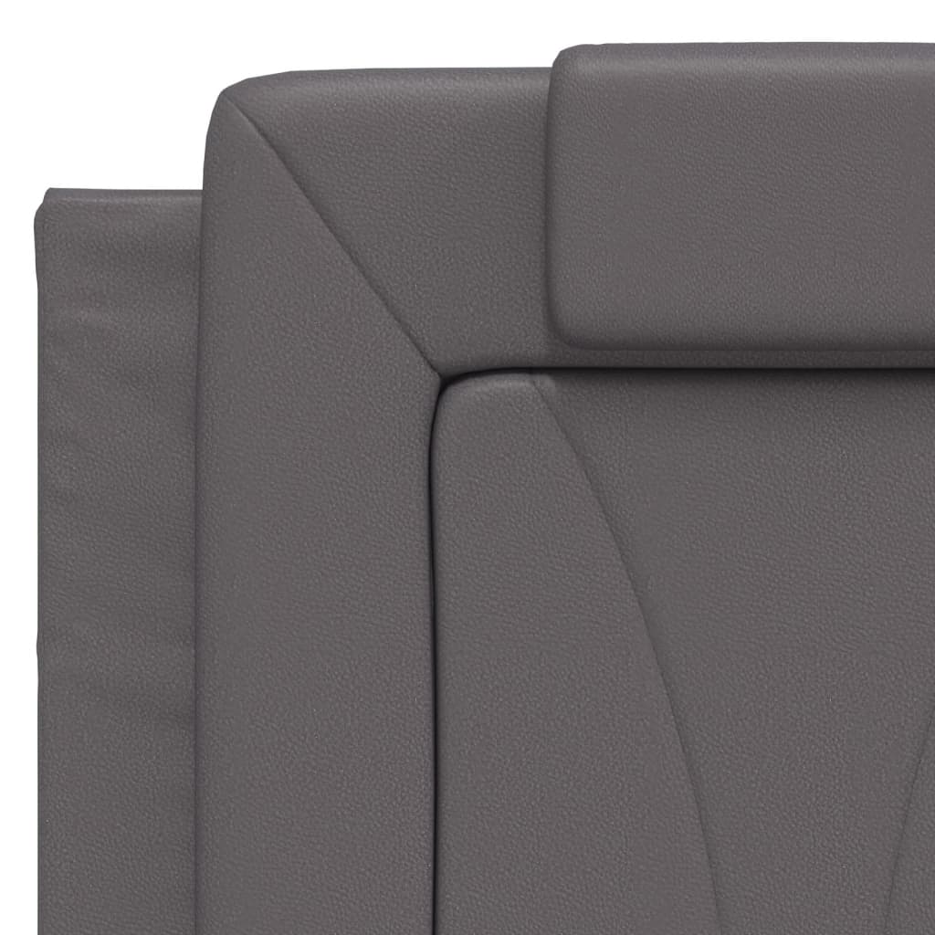 Lit Viana avec matelas gris 140x190 cm similicuir - XIOS