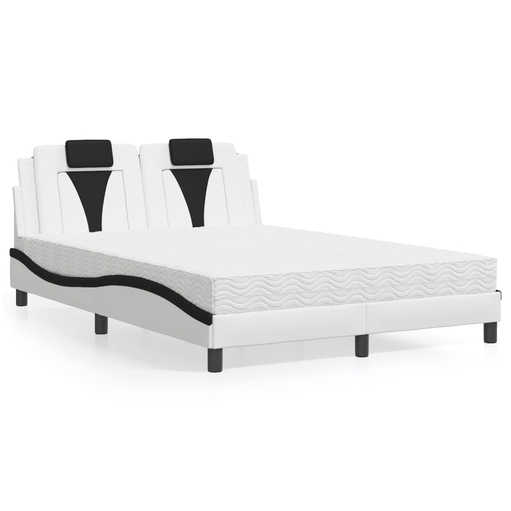 Lit Viana avec matelas blanc et noir 140x190 cm similicuir - XIOS