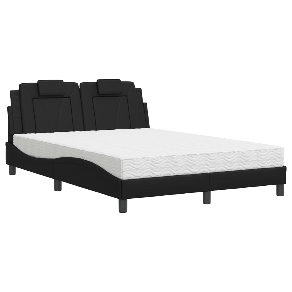 Lit Viana avec matelas noir 140x200 cm similicuir - XIOS