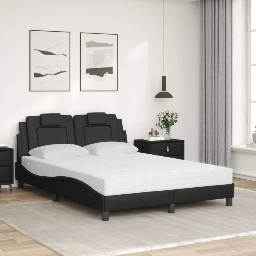 Lit Viana avec matelas noir 140x200 cm similicuir - XIOS
