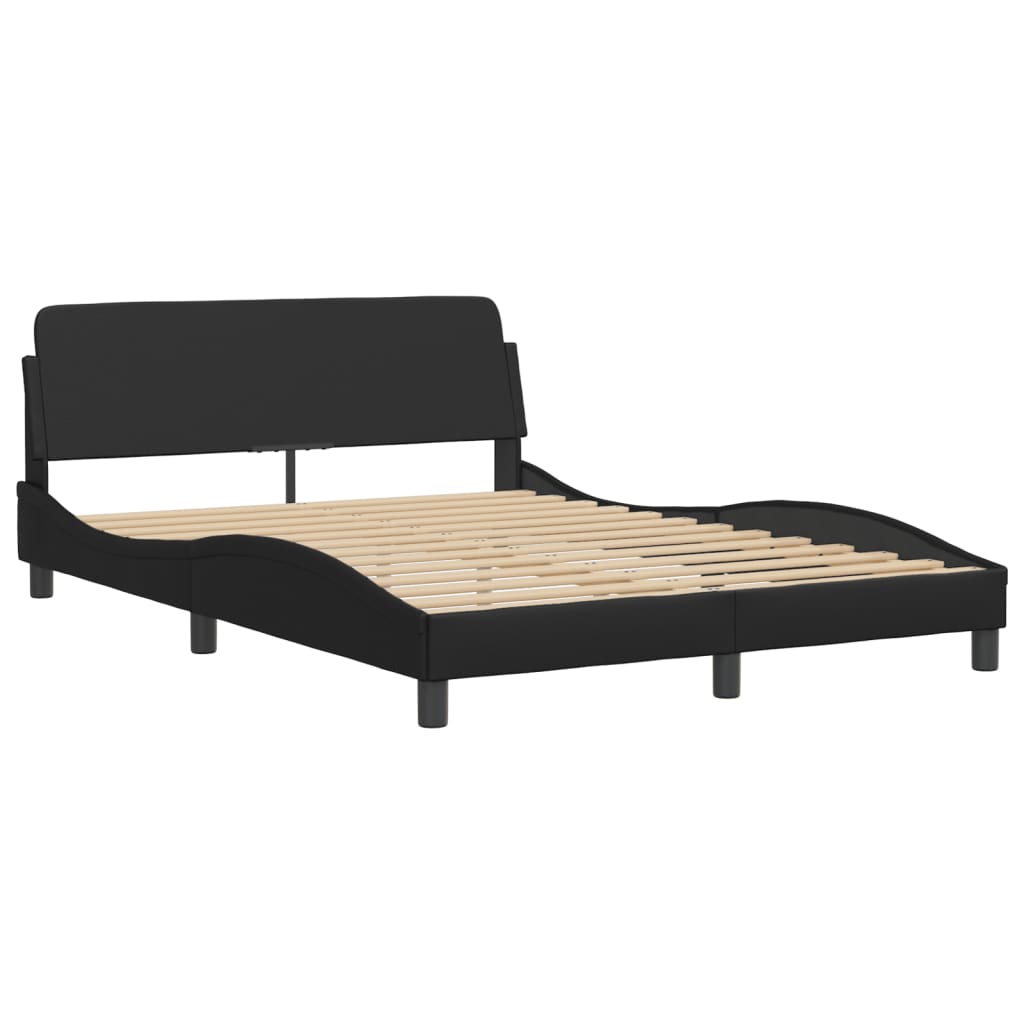 Lit Viana avec matelas noir 140x200 cm similicuir - XIOS