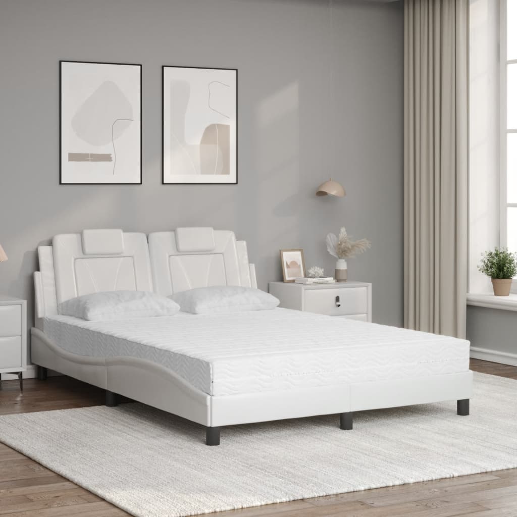 Lit Viana avec matelas blanc 140x200 cm similicuir - XIOS
