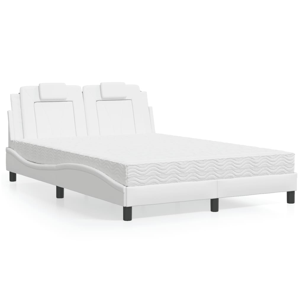 Lit Viana avec matelas blanc 140x200 cm similicuir - XIOS