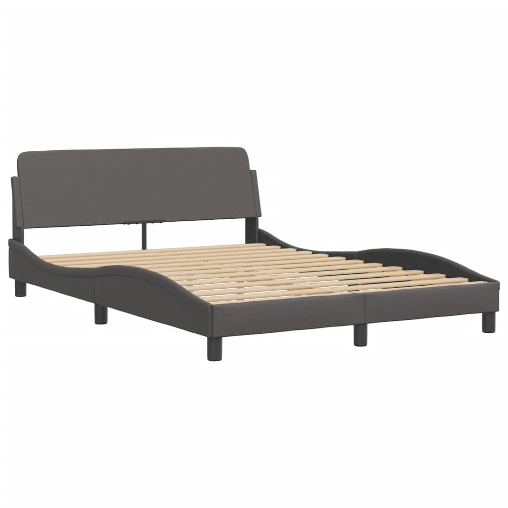 Lit Viana avec matelas gris 140x200 cm similicuir