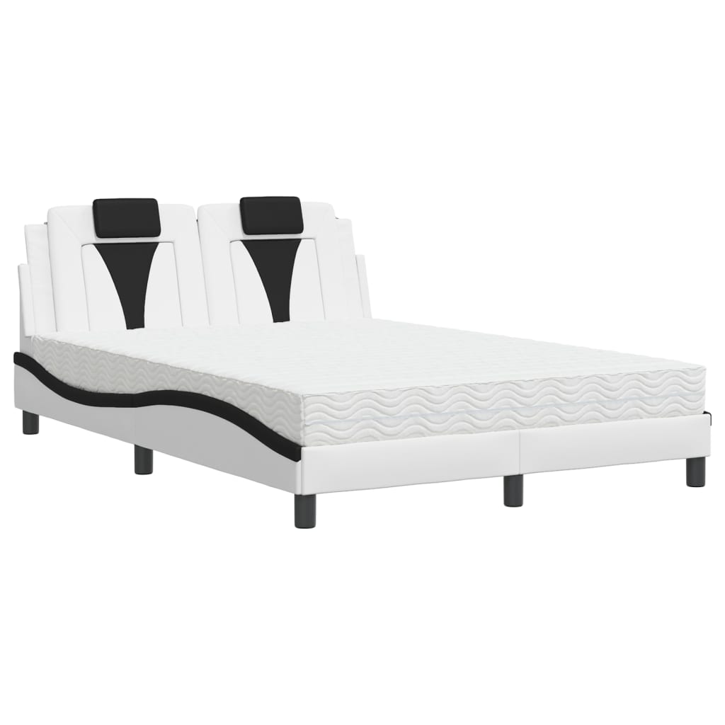 Lit Viana avec matelas blanc et noir 140x200 cm similicuir