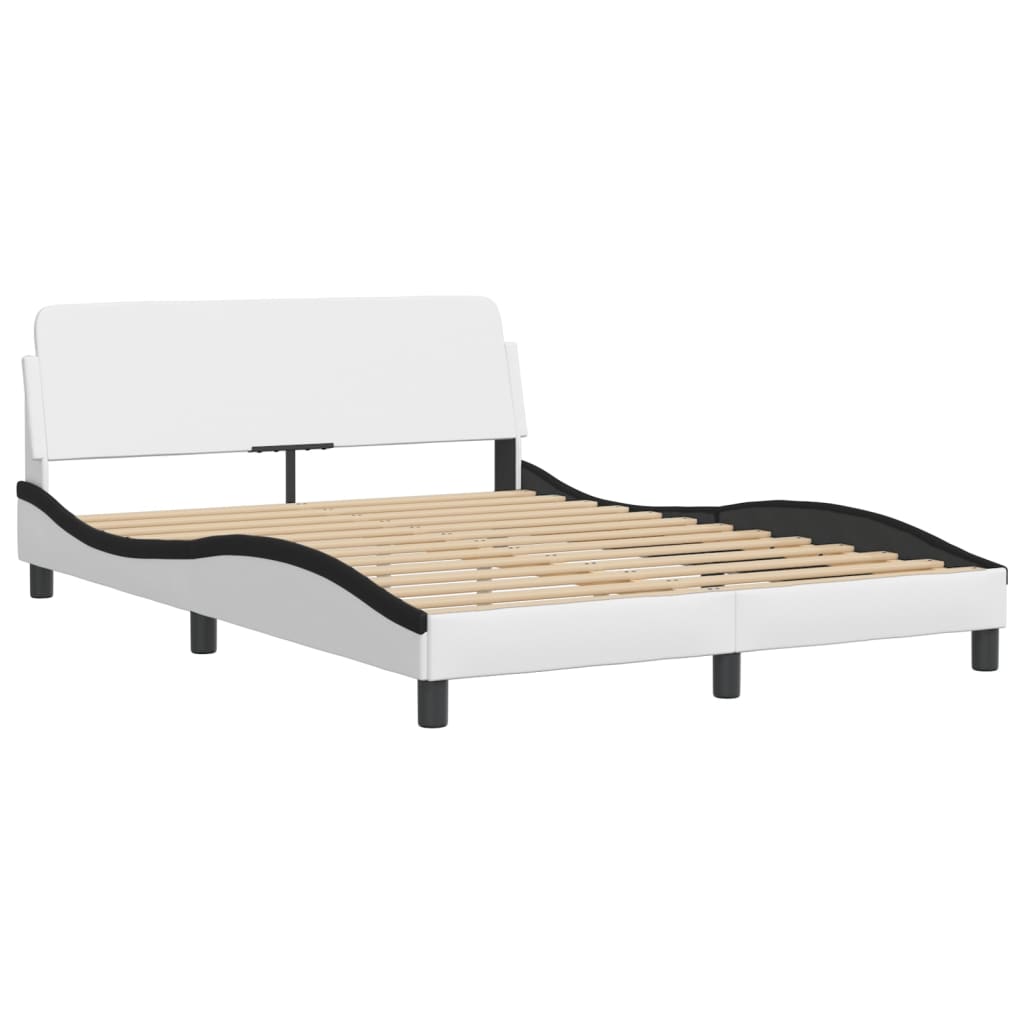 Lit Viana avec matelas blanc et noir 140x200 cm similicuir