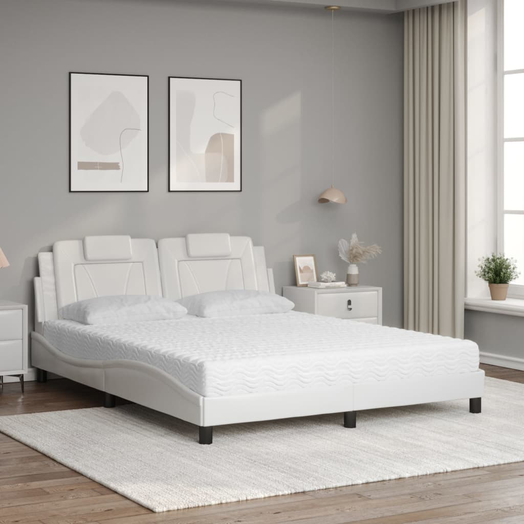 Lit Viana avec matelas blanc 160x200 cm similicuir - XIOS