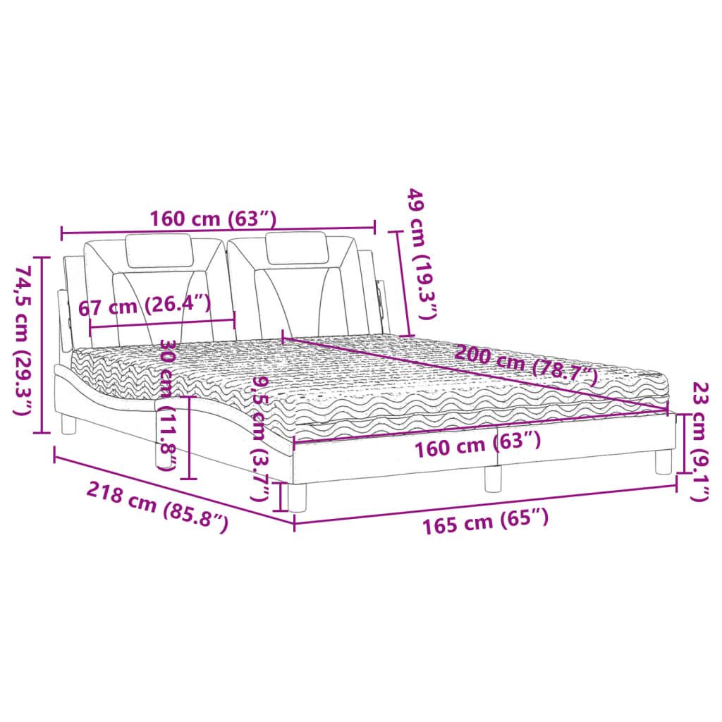 Lit Viana avec matelas gris 160x200 cm similicuir - XIOS