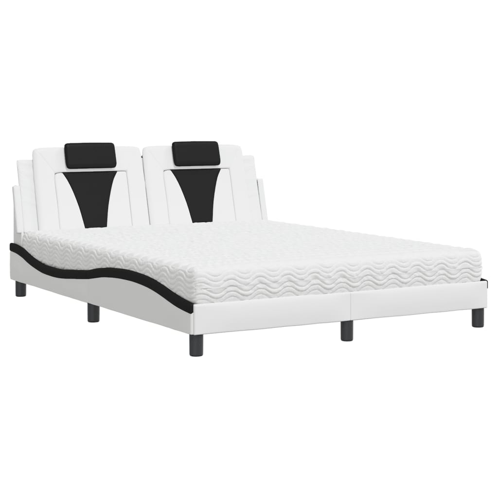 Lit Viana avec matelas blanc et noir 160x200 cm similicuir - XIOS